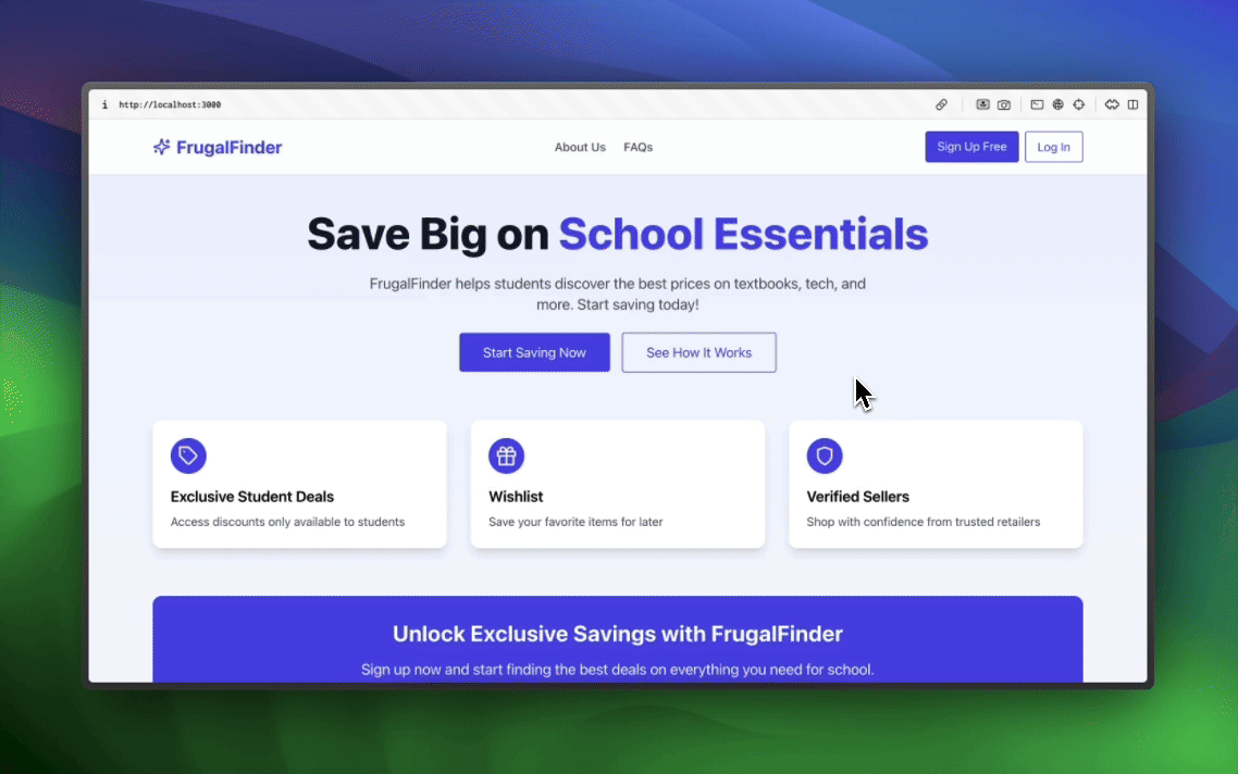 Frugal Finder Demo